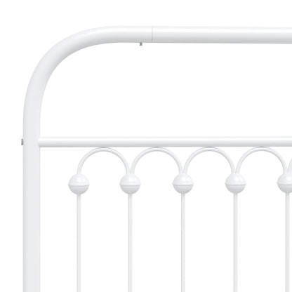 Metal Bed Frame without Mattress with Footboard White 140x200cm