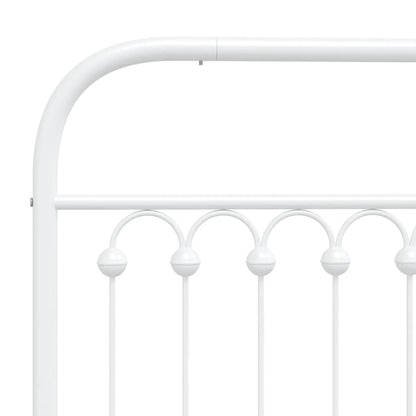 White Metal Bed Frame with Footboard - 183x203cm, No Mattress