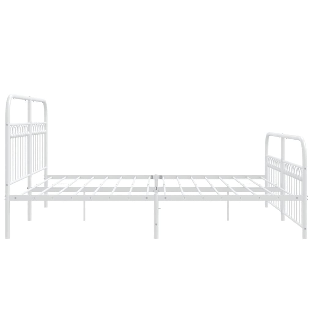 Elegant White Metal Bed Frame w/ Footboard, No Mattress, 183x213cm