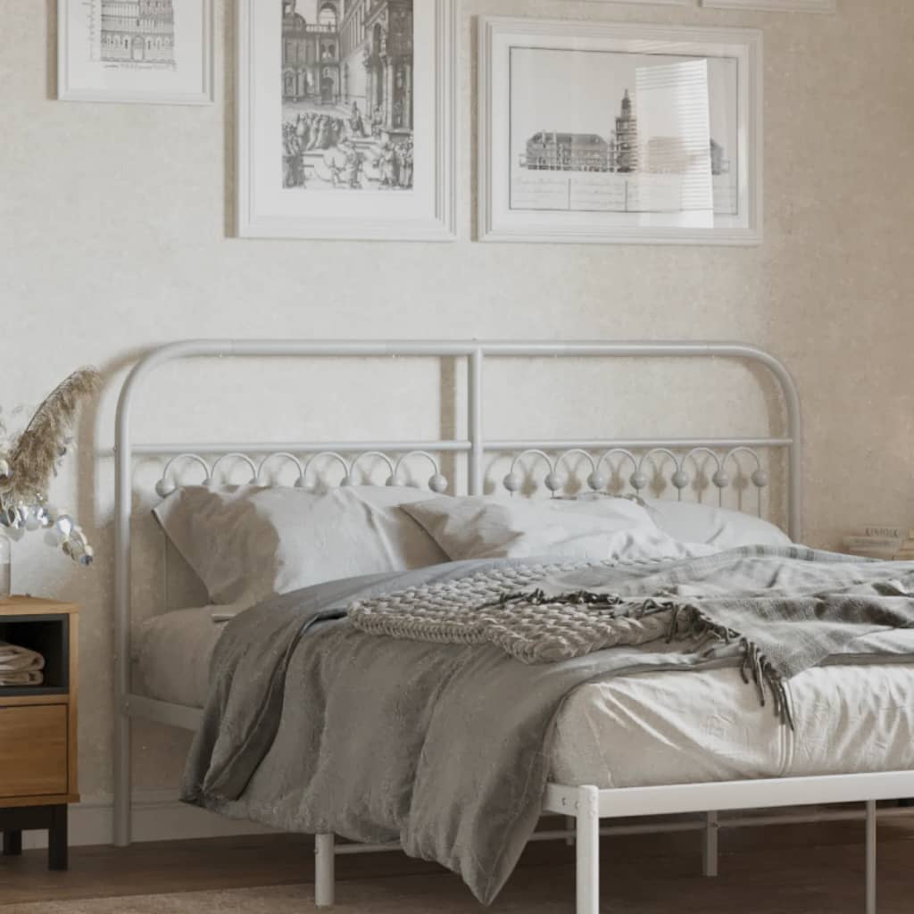 Elegant White Metal Headboard - 160 cm, Sturdy & Stylish Design