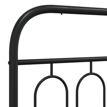 Sleek Black Metal Bed Frame with Headboard 75x190cm, No Mattress