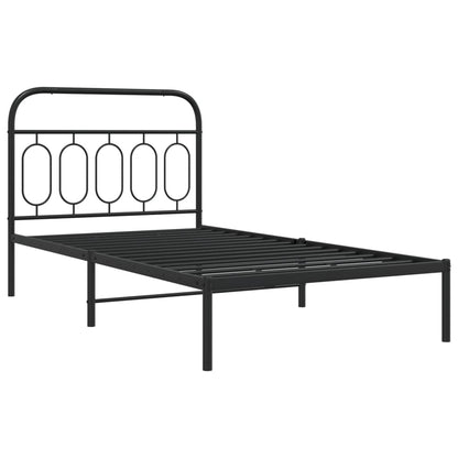 Black Metal Bed Frame with Headboard 107x203cm - No Mattress
