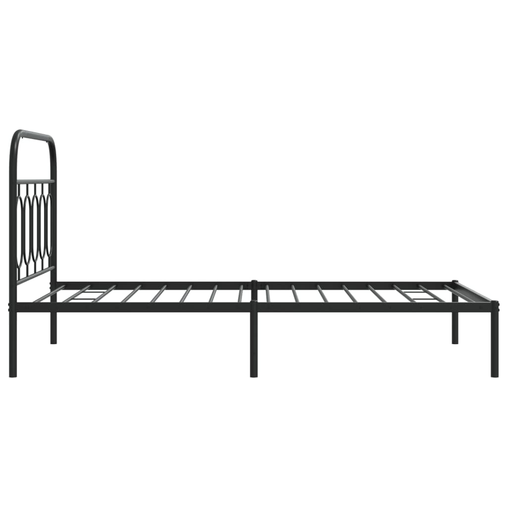 Black Metal Bed Frame with Headboard 107x203cm - No Mattress