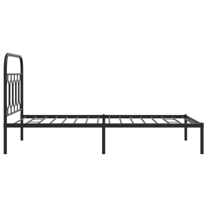 Black Metal Bed Frame with Headboard 107x203cm - No Mattress
