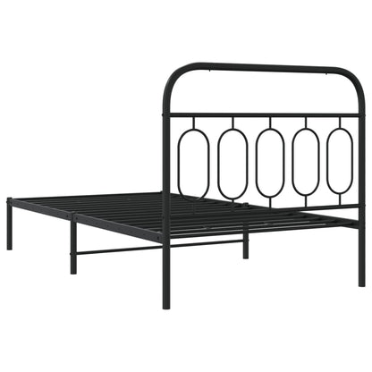 Black Metal Bed Frame with Headboard 107x203cm - No Mattress