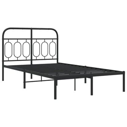 Black Metal Bed Frame 120x190cm with Headboard - No Mattress