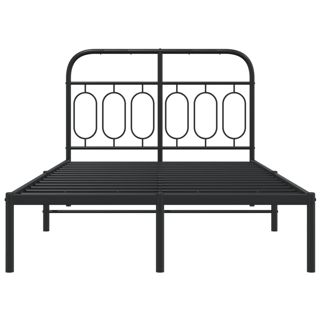 Black Metal Bed Frame 120x190cm with Headboard - No Mattress