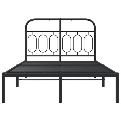 Black Metal Bed Frame 120x190cm with Headboard - No Mattress