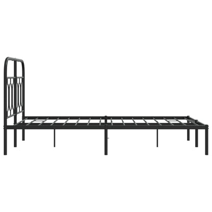 Black Metal Bed Frame 120x190cm with Headboard - No Mattress