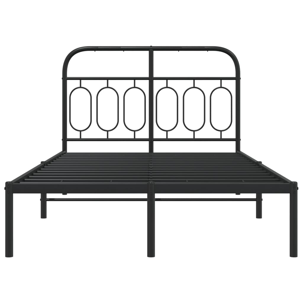 Black Metal Bed Frame with Headboard, 120x200cm - No Mattress