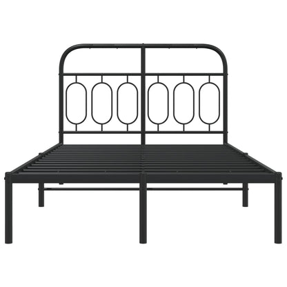 Black Metal Bed Frame with Headboard, 120x200cm - No Mattress