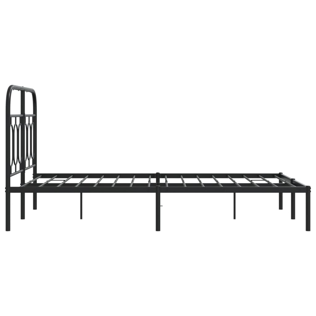 Black Metal Bed Frame with Headboard, 120x200cm - No Mattress