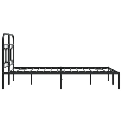 Black Metal Bed Frame with Headboard, 120x200cm - No Mattress