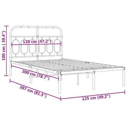 Black Metal Bed Frame with Headboard, 120x200cm - No Mattress