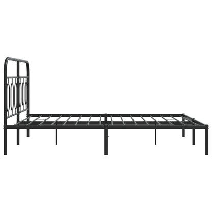 Stylish Black Metal Bed Frame with Headboard, 140x200cm