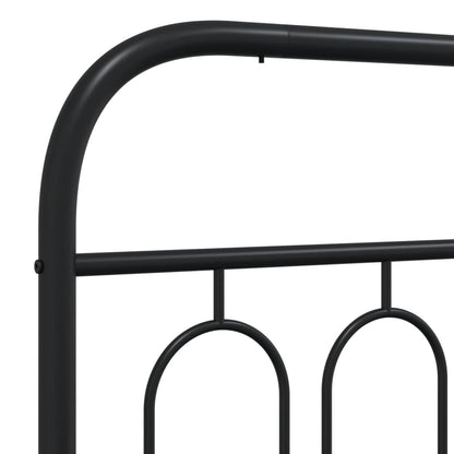 Stylish Black Metal Bed Frame with Headboard, 140x200cm