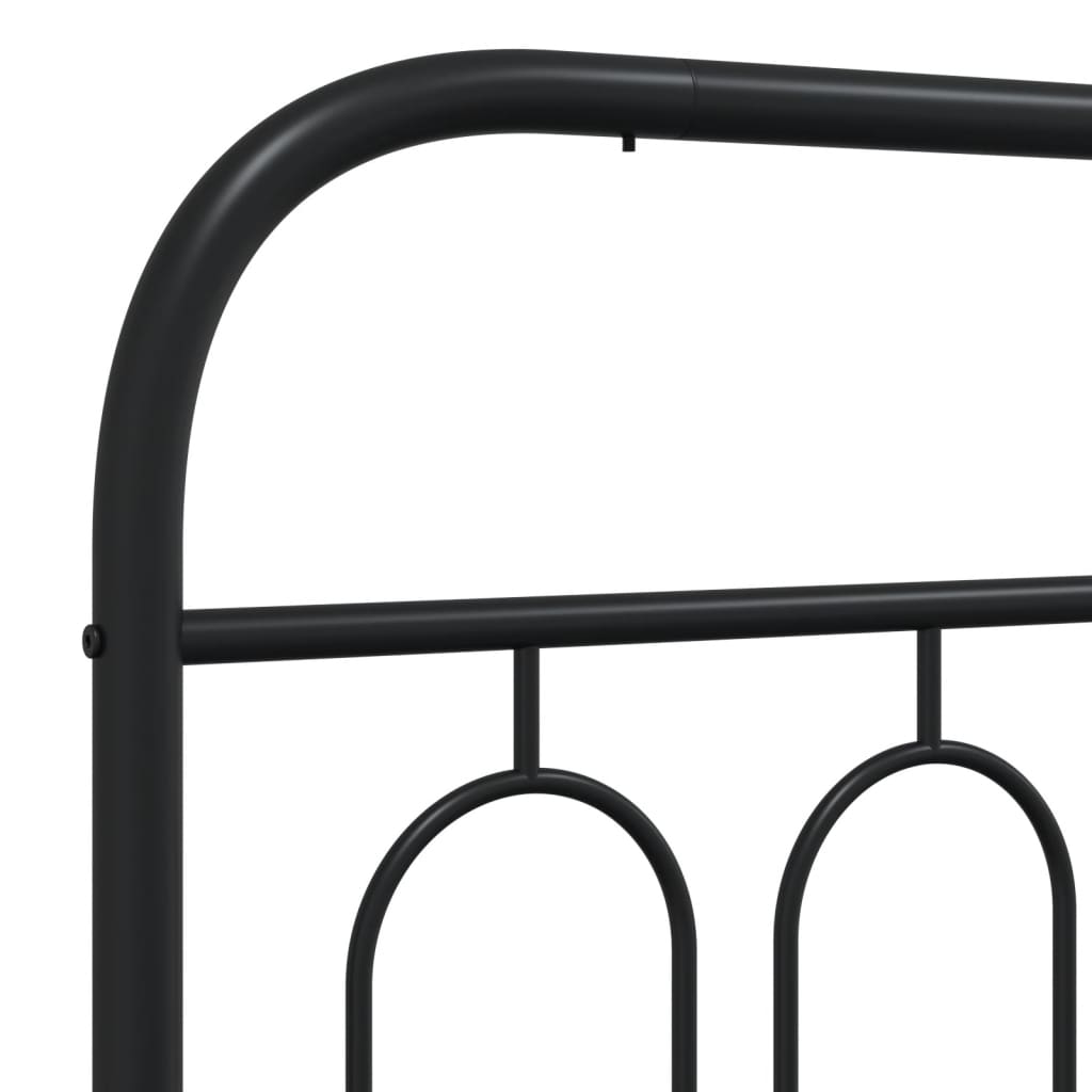 Metal Bed Frame without Mattress with Headboard Black 150x200cm