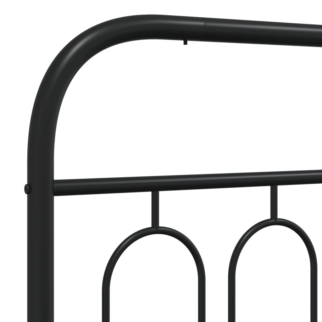 Black Metal Bed Frame with Headboard, 200x200cm - No Mattress Included