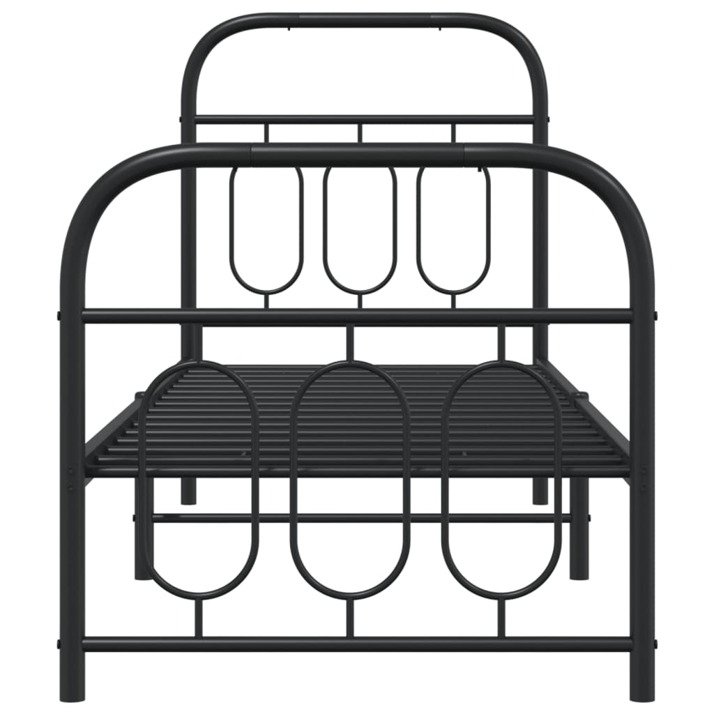 Black Metal Bed Frame with Footboard - 75x190cm (No Mattress)