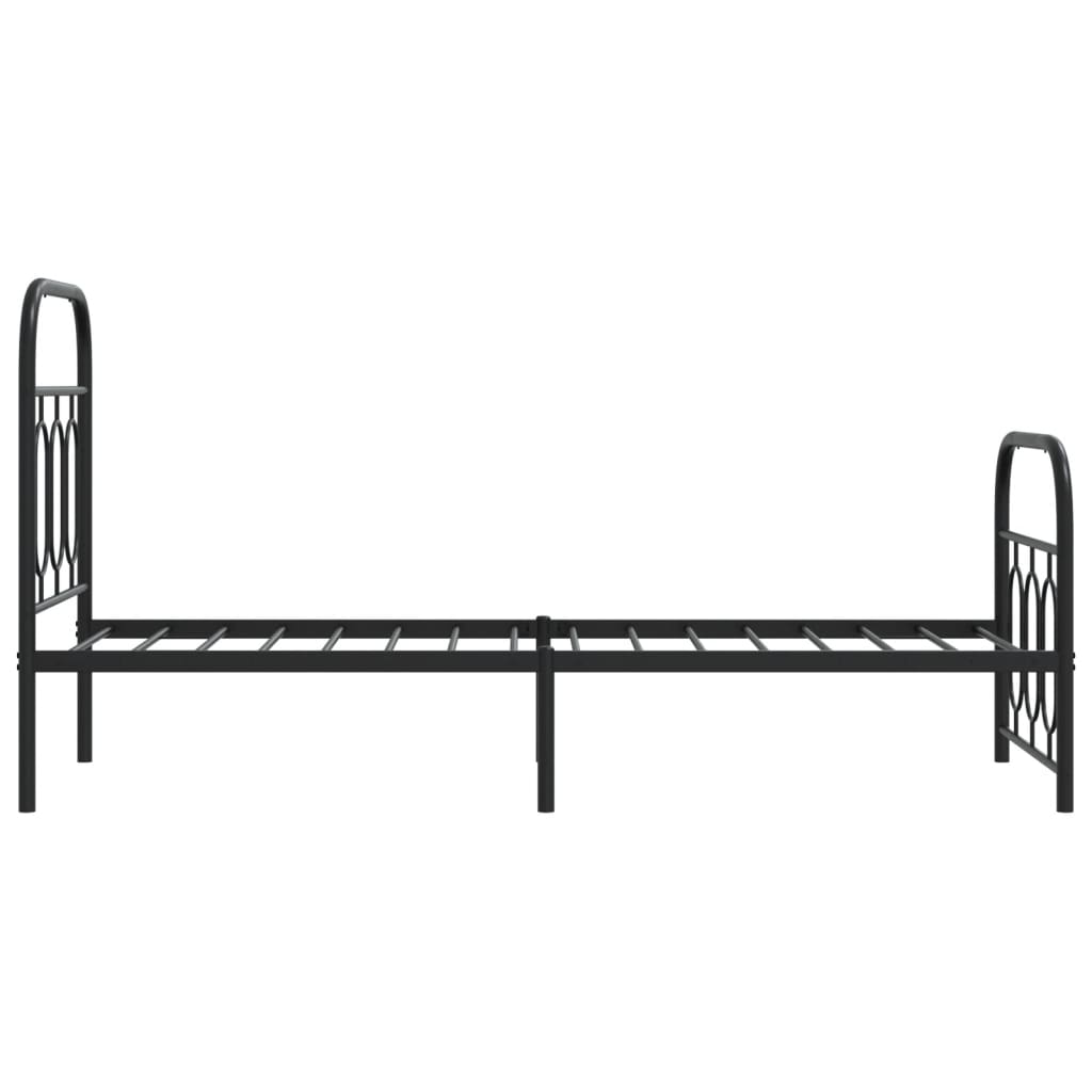 Black Metal Bed Frame with Footboard - 75x190cm (No Mattress)