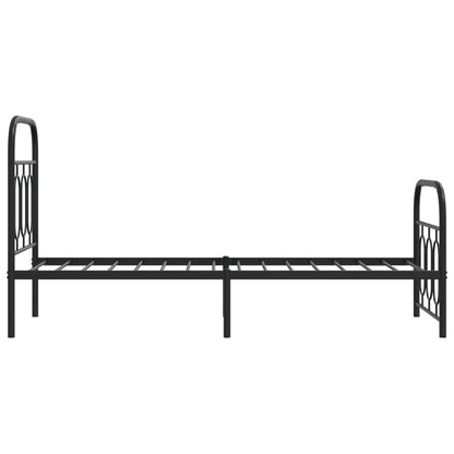Black Metal Bed Frame with Footboard - 75x190cm (No Mattress)