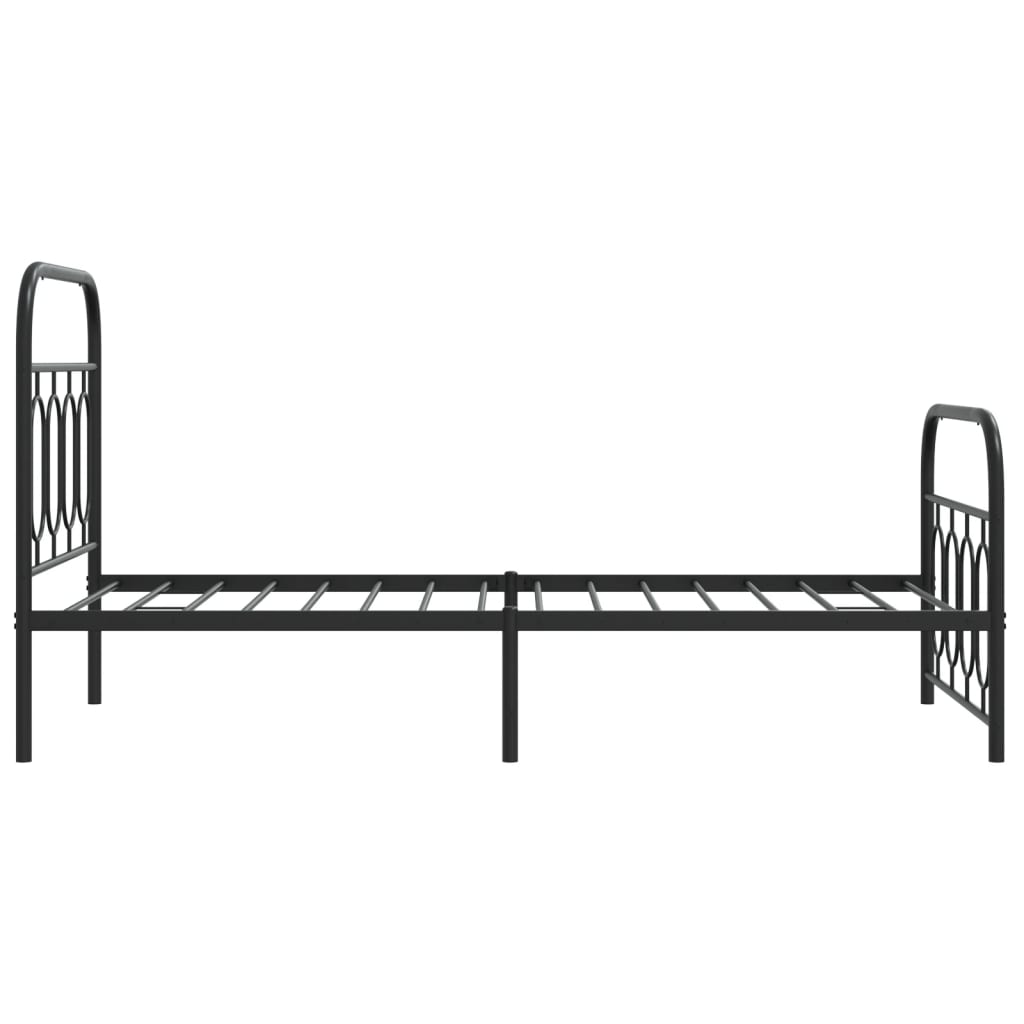Sleek Black Metal Bed Frame with Footboard 80x200cm - No Mattress
