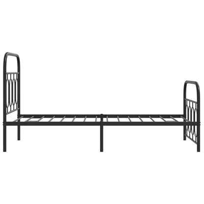 Sleek Black Metal Bed Frame with Footboard 80x200cm - No Mattress