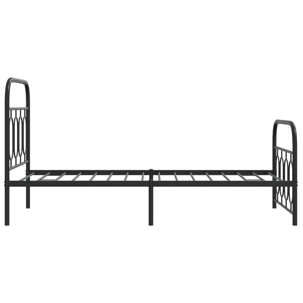 Sleek Black Metal Bed Frame with Footboard, 90x190cm - No Mattress