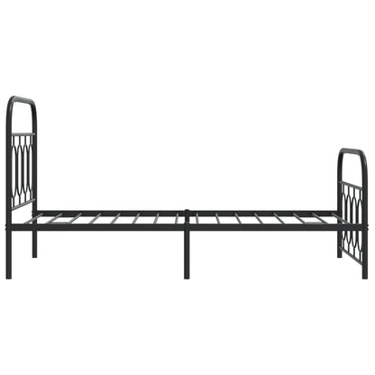 Sleek Black Metal Bed Frame with Footboard, 90x190cm - No Mattress
