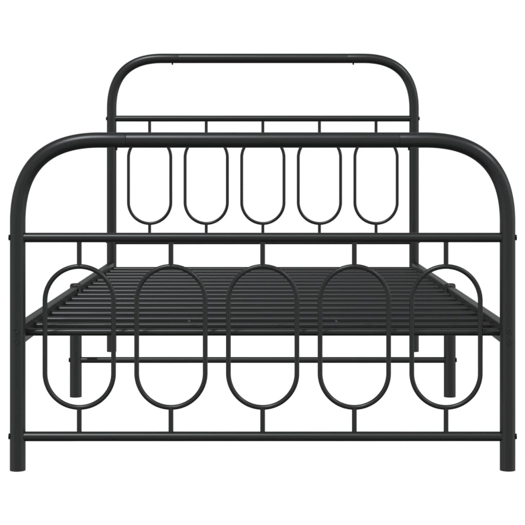 Black Metal Bed Frame with Footboard, 107x203cm, No Mattress Included