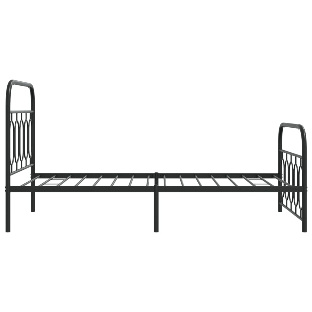 Black Metal Bed Frame with Footboard, 107x203cm, No Mattress Included