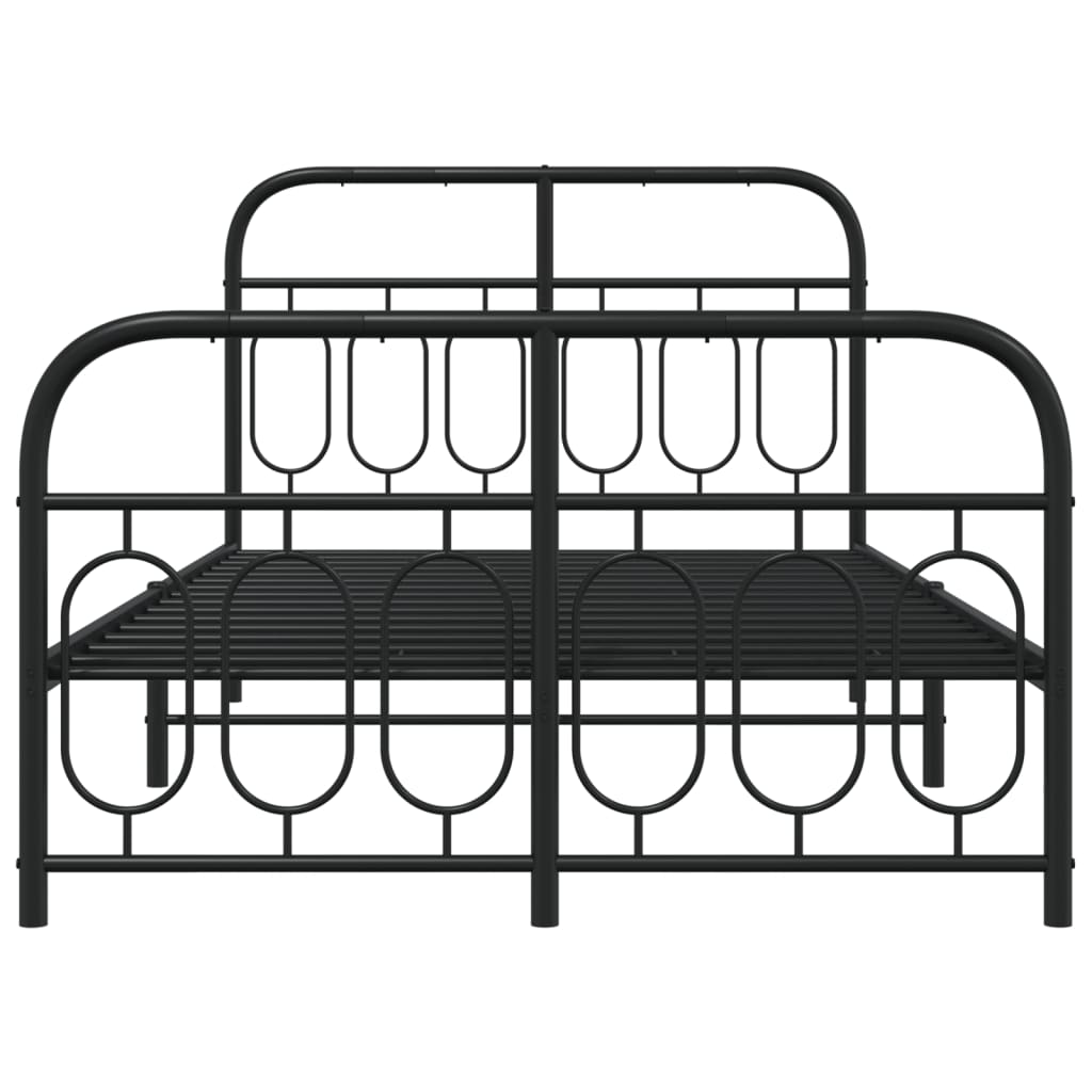 Sleek Black Metal Bed Frame with Footboard 120x190cm