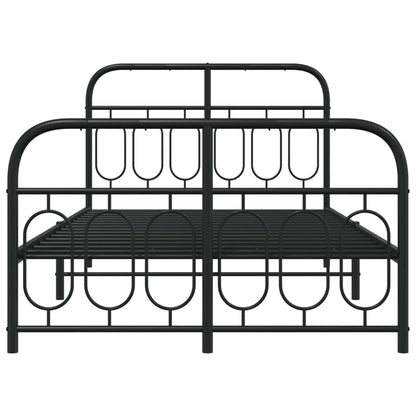 Sleek Black Metal Bed Frame with Footboard 120x190cm