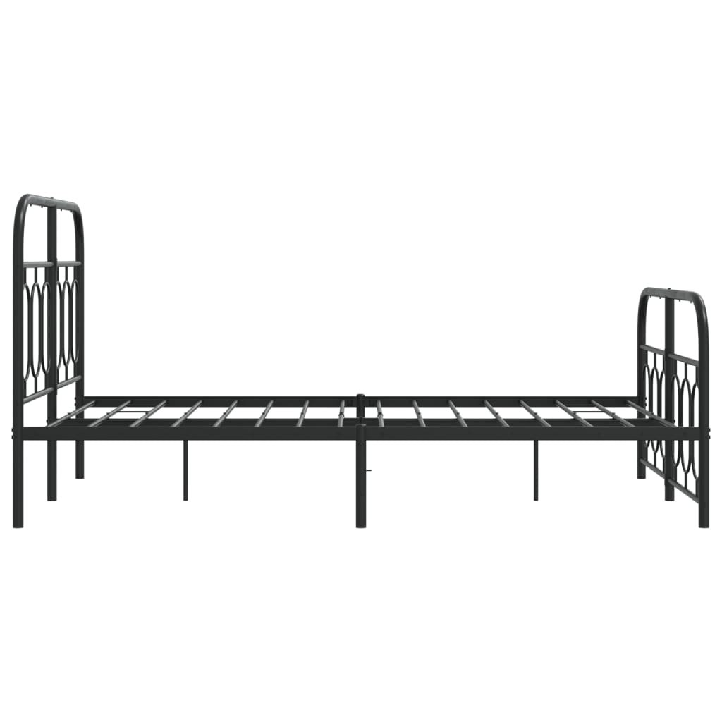 Sleek Black Metal Bed Frame with Footboard 120x190cm