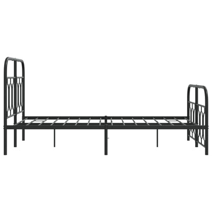 Sleek Black Metal Bed Frame with Footboard 120x190cm