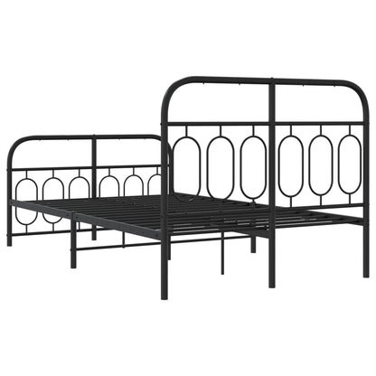 Sleek Black Metal Bed Frame with Footboard 120x190cm