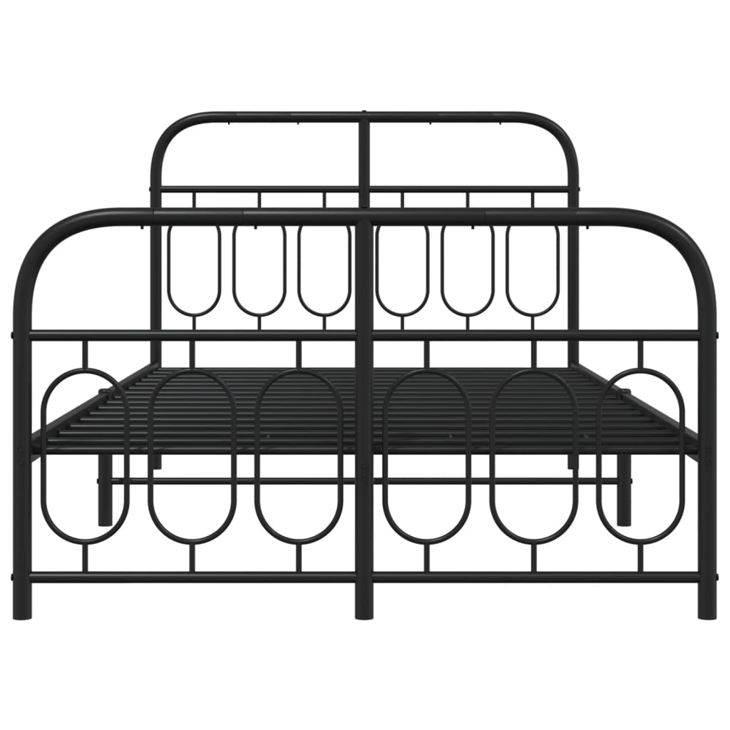 Black Metal Bed Frame with Footboard, 120x200cm - No Mattress Included