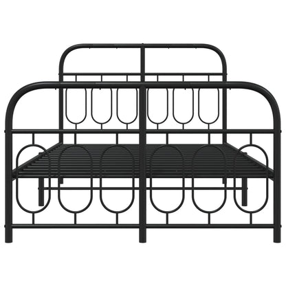 Black Metal Bed Frame with Footboard, 120x200cm - No Mattress Included