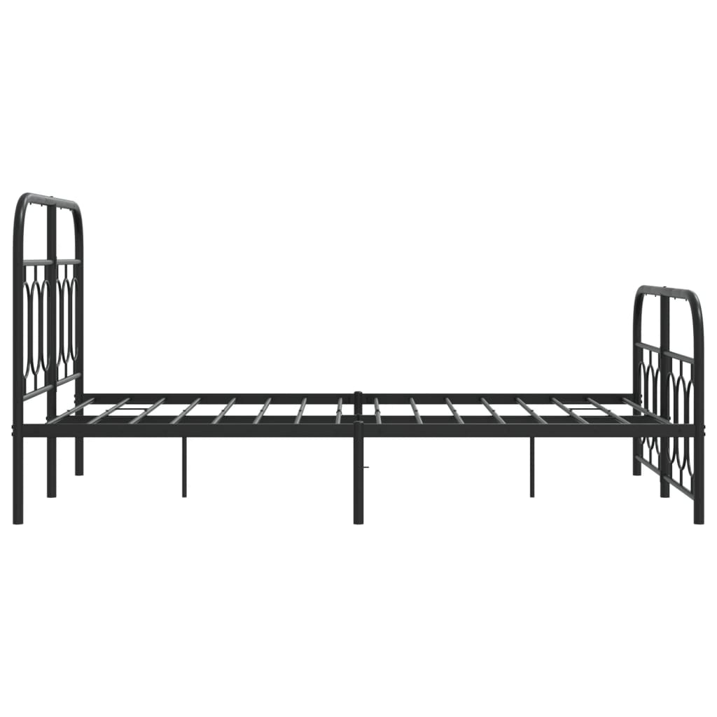 Black Metal Bed Frame with Footboard, 120x200cm - No Mattress Included