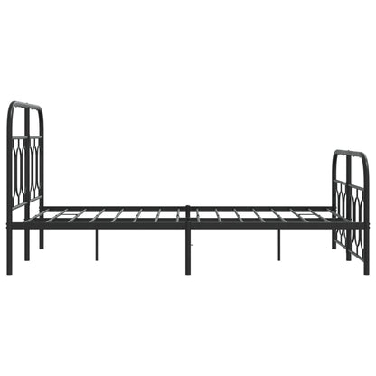 Black Metal Bed Frame with Footboard, 120x200cm - No Mattress Included