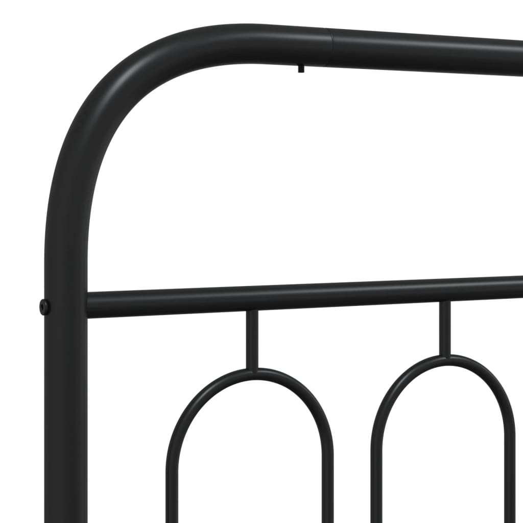 Black Metal Bed Frame with Footboard, 120x200cm - No Mattress Included