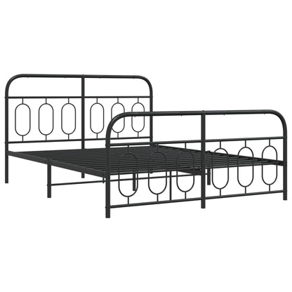 Black Metal Bed Frame with Footboard - 135x190cm | Sturdy Design