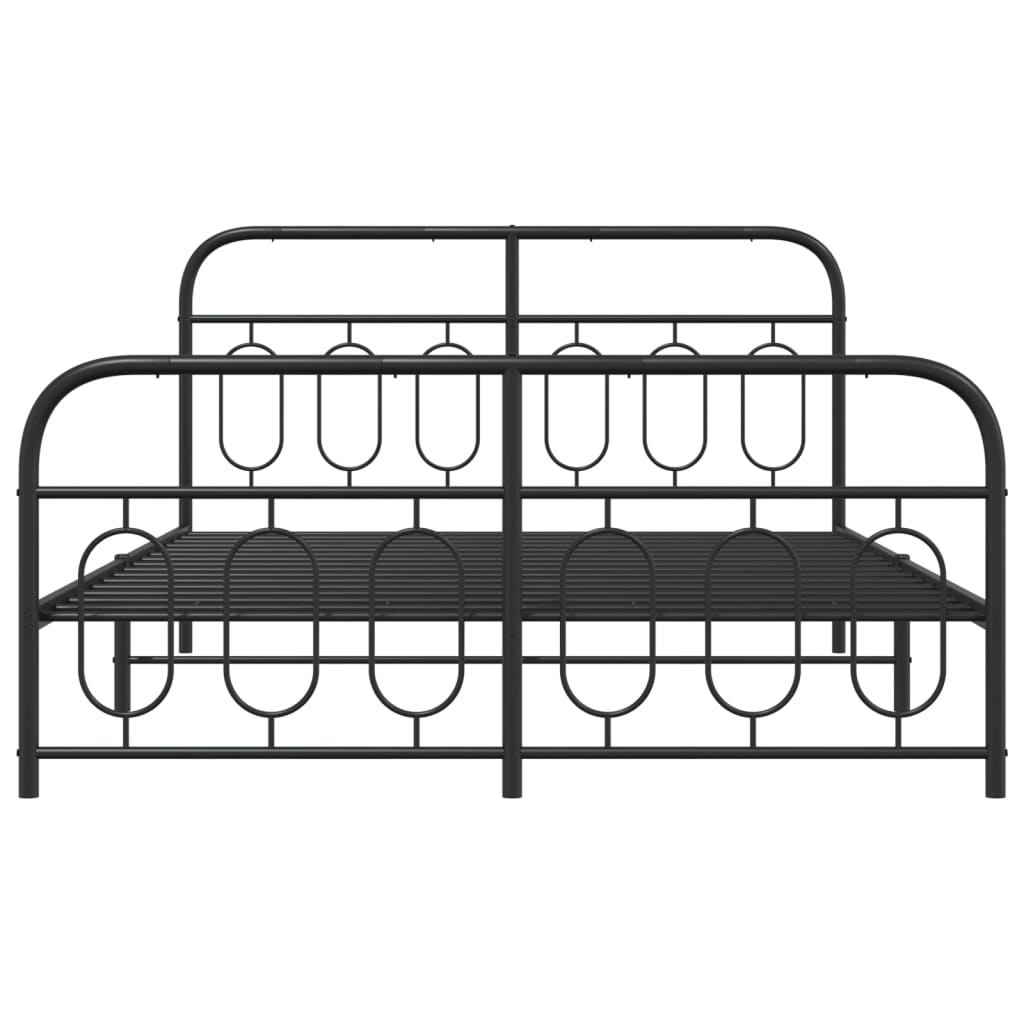 Black Metal Bed Frame with Footboard - 135x190cm | Sturdy Design