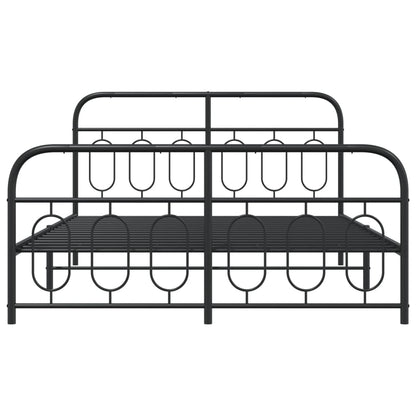 Black Metal Bed Frame with Footboard - 135x190cm | Sturdy Design
