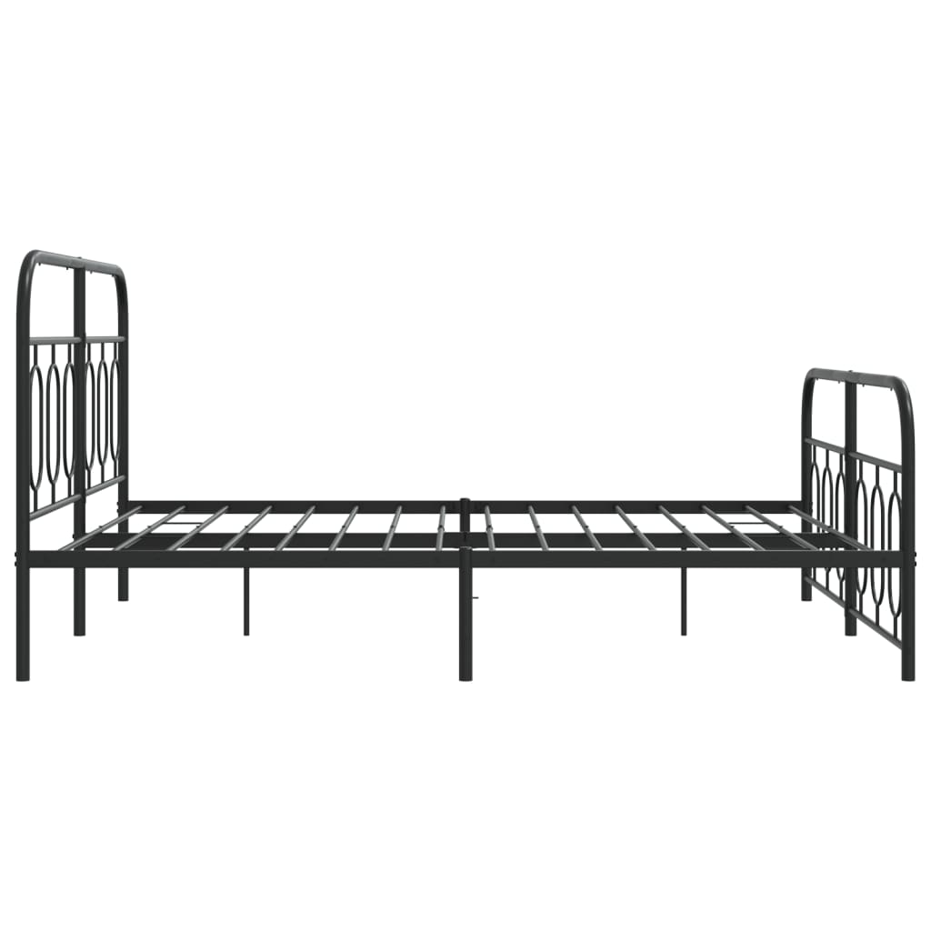 Black Metal Bed Frame with Footboard - 135x190cm | Sturdy Design