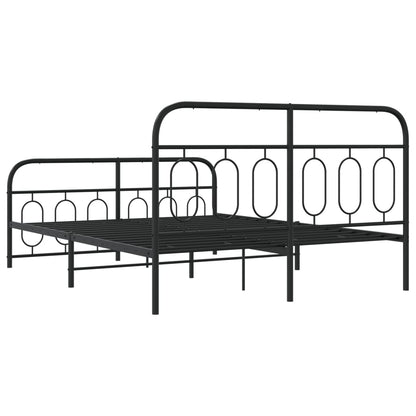 Black Metal Bed Frame with Footboard - 135x190cm | Sturdy Design