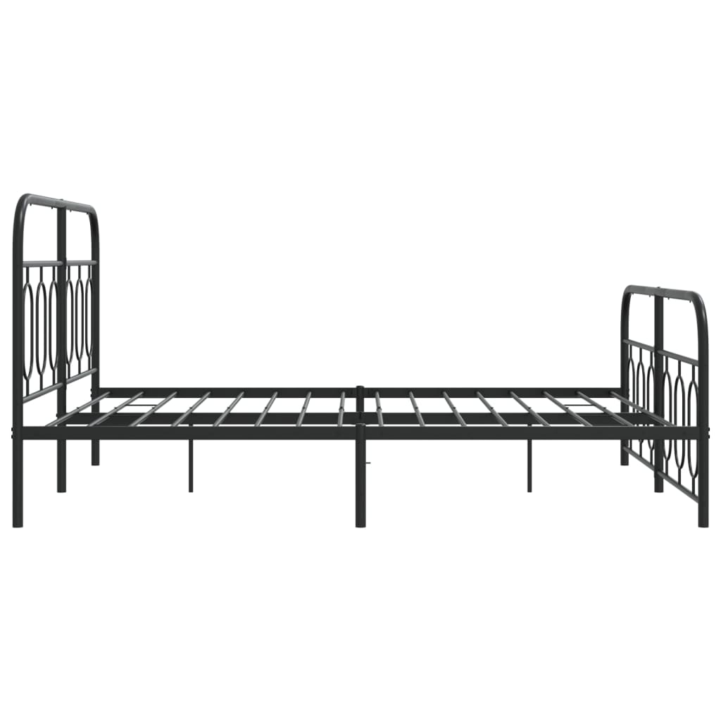 Sleek Black Metal Bed Frame with Footboard 140x200cm - No Mattress