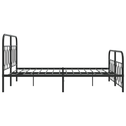 Sleek Black Metal Bed Frame with Footboard 140x200cm - No Mattress