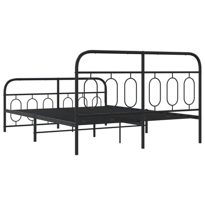 Sleek Black Metal Bed Frame with Footboard 140x200cm - No Mattress