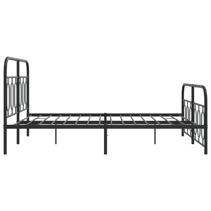 Elegant Black Metal Bed Frame with Footboard - 150x200cm